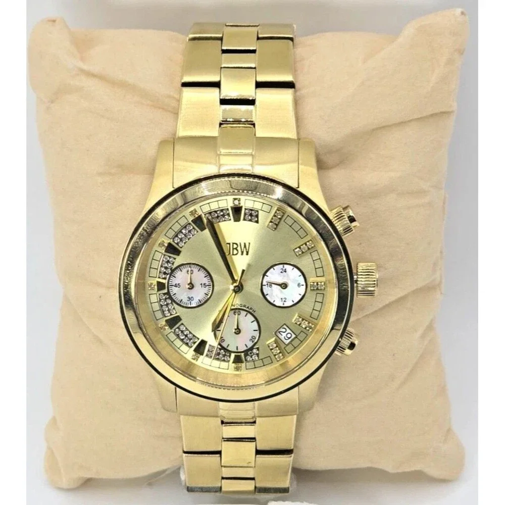 JBW Alessandra JB-6217-E Gold Tone Diamond Chronograph Womens Watch 38mm